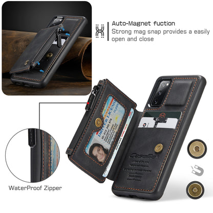 Wrist Strap Leather Card Holder Zipper Samsung Galaxy S20 Case Back