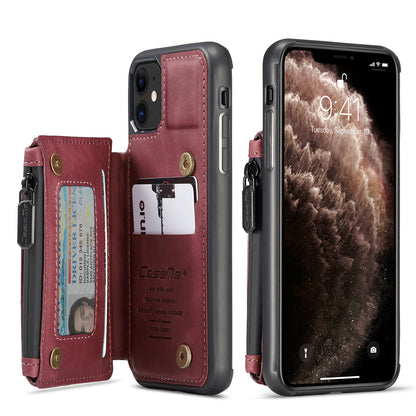 Wrist Strap Leather Card Holder Zipper Apple iPhone 11 Pro Case Back