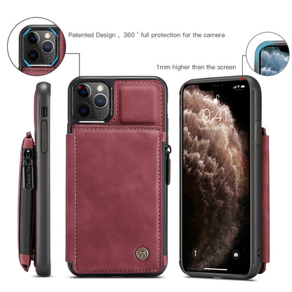 Wrist Strap Leather Card Holder Zipper iPhone 11 Pro Max Case Back