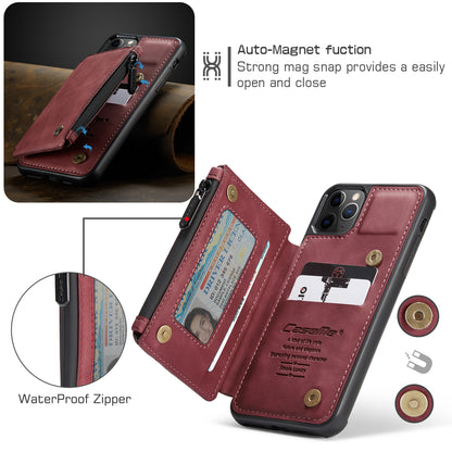 Wrist Strap Leather Card Holder Zipper Apple iPhone 11 Pro Case Back