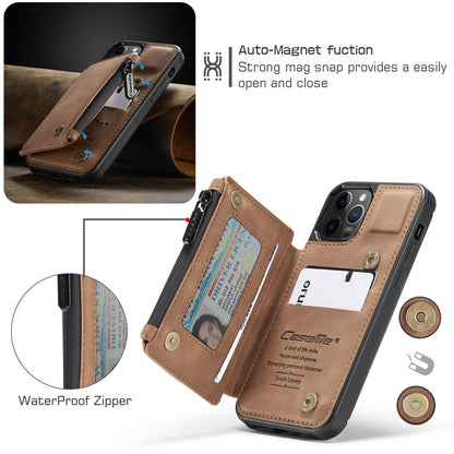 Wrist Strap Leather Card Holder Zipper iPhone 12 Pro Max Case Back