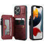 Wrist Strap Leather Card Holder Zipper Apple iPhone 13 Pro Case Back