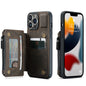 Wrist Strap Leather Card Holder Zipper iPhone 13 Pro Max Case Back