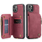 Wrist Strap Leather Card Holder Zipper Apple iPhone 15 Pro Case Back