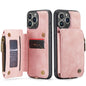 Wrist Strap Leather Card Holder Zipper iPhone 15 Pro Max Case Back