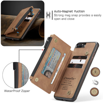 Wrist Strap Leather Card Holder Zipper Apple iPhone 8 Plus Case Back