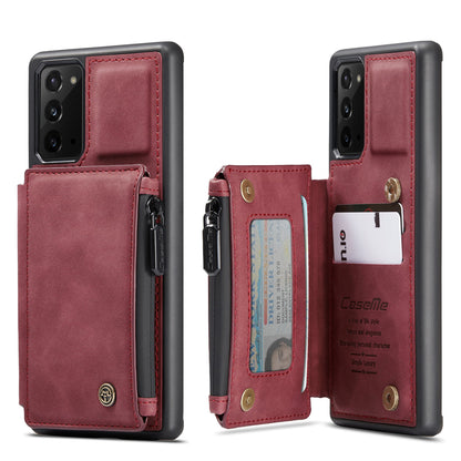 Wrist Strap Leather Card Holder Zipper Samsung Galaxy Note20 Case Back