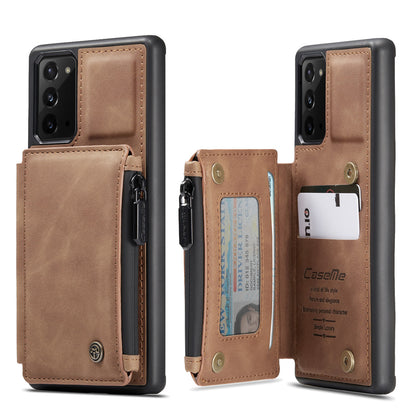 Wrist Strap Leather Card Holder Zipper Samsung Galaxy Note20 Case Back