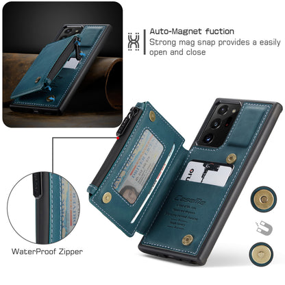 Wrist Strap Leather Card Holder Zipper Galaxy Note20 Ultra Case Back