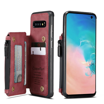 Wrist Strap Leather Card Holder Zipper Samsung Galaxy S10 Case Back