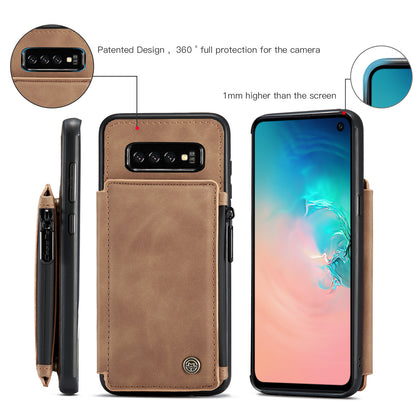 Wrist Strap Leather Card Holder Zipper Samsung Galaxy S10 Case Back