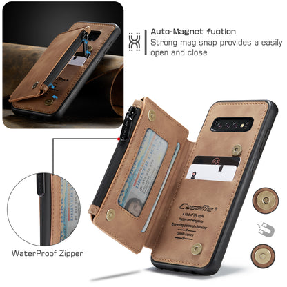 Wrist Strap Leather Card Holder Zipper Samsung Galaxy S10 Case Back