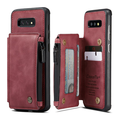 Wrist Strap Leather Card Holder Zipper Samsung Galaxy S10e Case Back