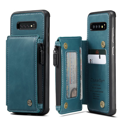 Wrist Strap Leather Card Holder Zipper Samsung Galaxy S10+ Case Back