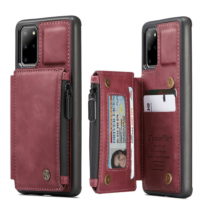 Wrist Strap Leather Card Holder Zipper Samsung Galaxy S20+ Case Back