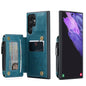 Wrist Strap Leather Card Holder Zipper Galaxy S22 Ultra Case Back