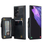 Wrist Strap Leather Card Holder Zipper Galaxy S22 Ultra Case Back