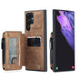 Wrist Strap Leather Card Holder Zipper Galaxy S22 Ultra Case Back