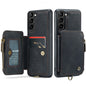 Wrist Strap Leather Card Holder Zipper Samsung Galaxy S23 Case Back