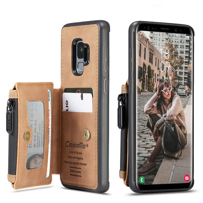 Wrist Strap Leather Card Holder Zipper Samsung Galaxy S9 Case Back