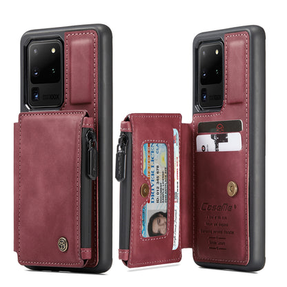 Wrist Strap Leather Card Holder Zipper Galaxy S20 Ultra Case Back