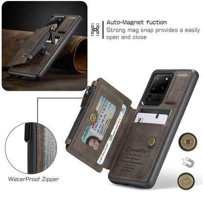 Wrist Strap Leather Card Holder Zipper Galaxy S20 Ultra Case Back