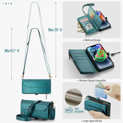 Women Shoulder Bag Apple iPhone 14 Plus Case Card Slots Buckle Pockets