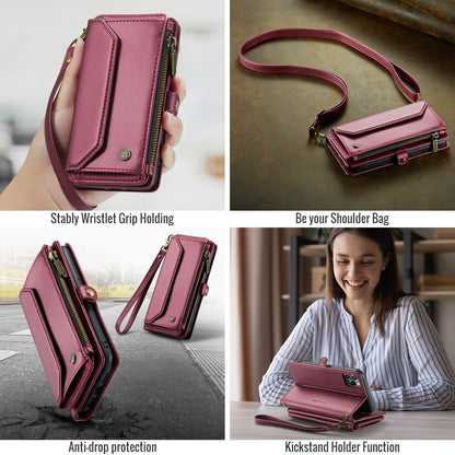 Women Shoulder Bag iPhone 11 Pro Max Case Card Slots Buckle Pockets