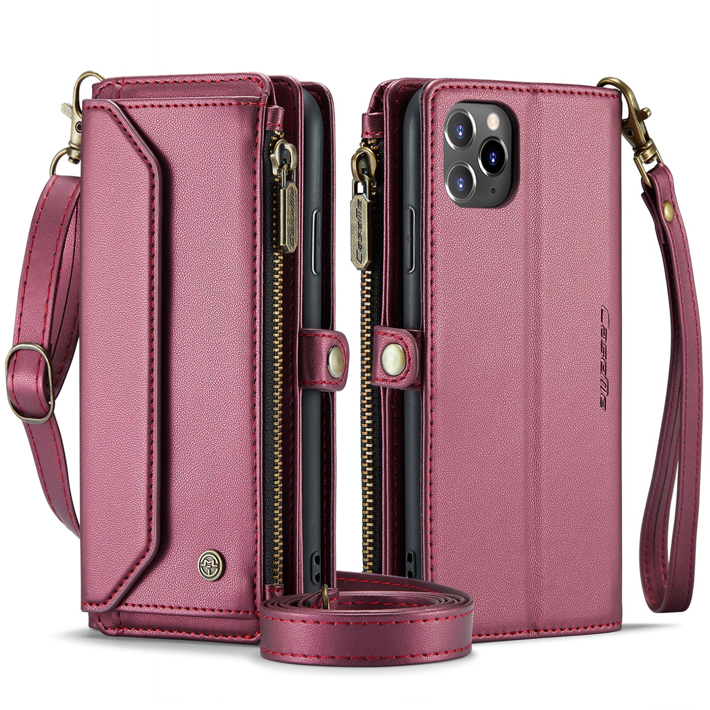 Women Shoulder Bag iPhone 11 Pro Max Case Card Slots Buckle Pockets