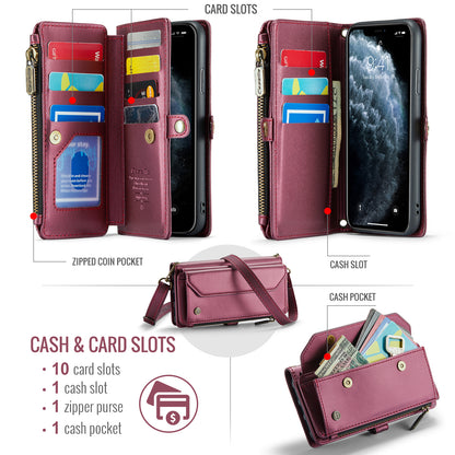 Women Shoulder Bag iPhone 11 Pro Max Case Card Slots Buckle Pockets