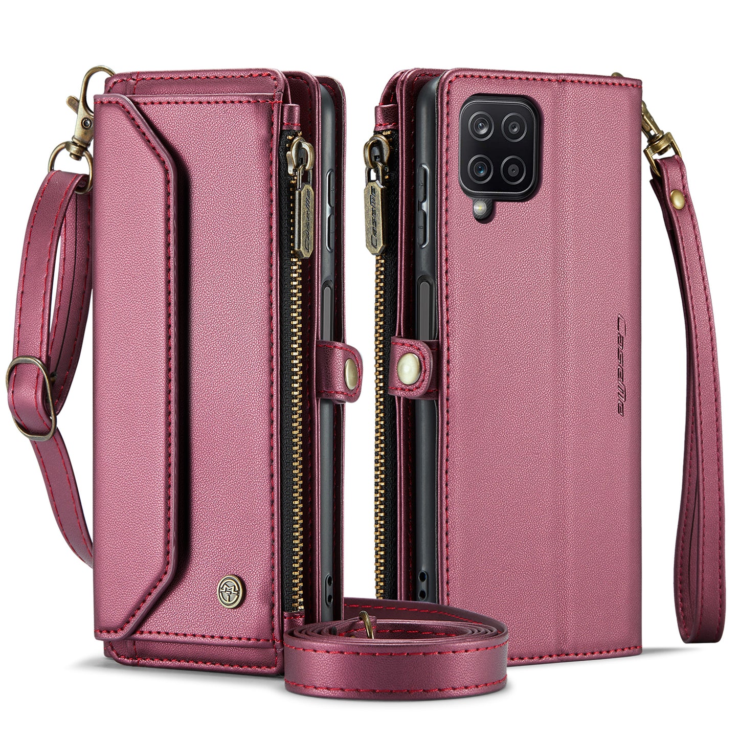 Women Shoulder Bag Samsung Galaxy A12 Case Card Slots Buckle Pockets