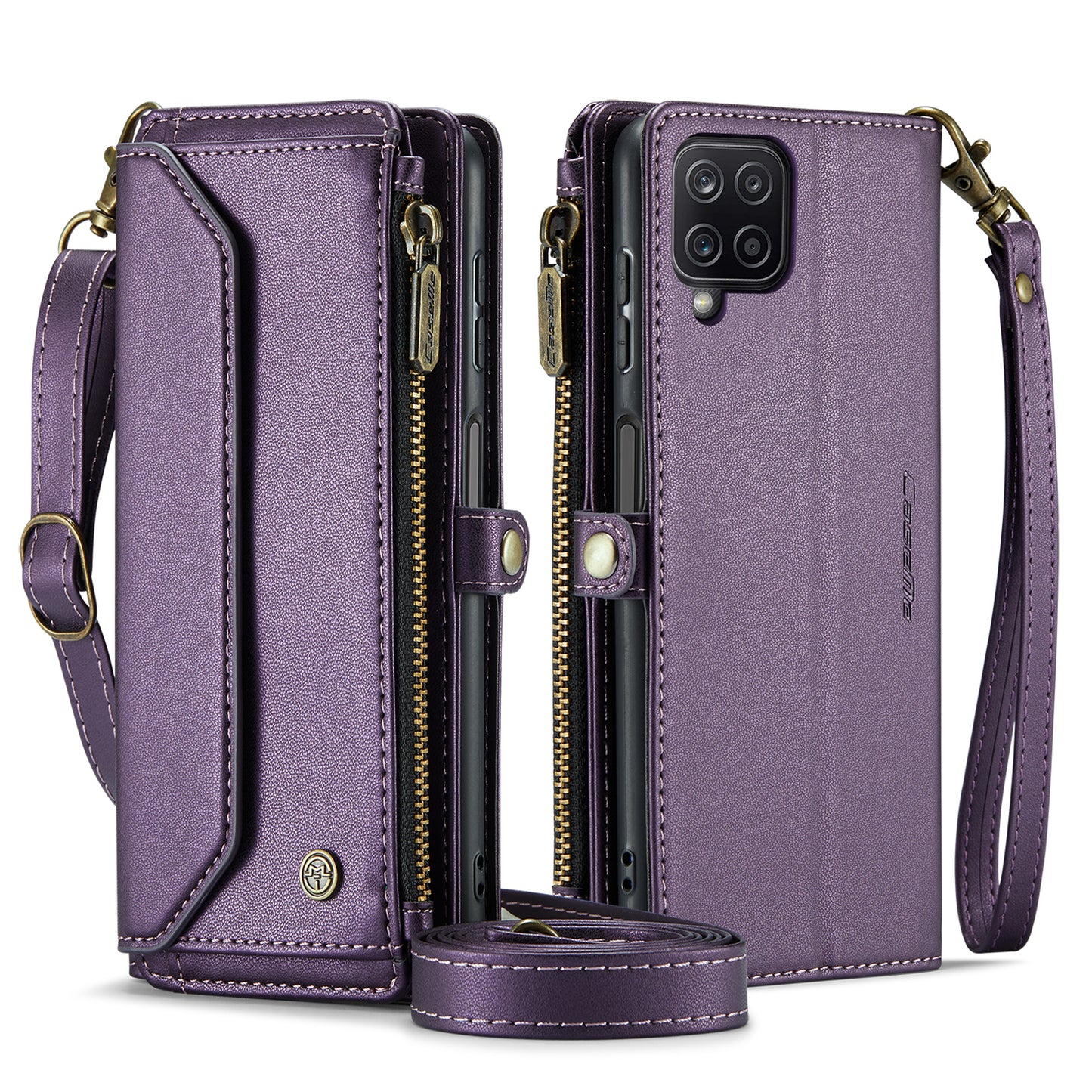 Women Shoulder Bag Samsung Galaxy A12 Case Card Slots Buckle Pockets