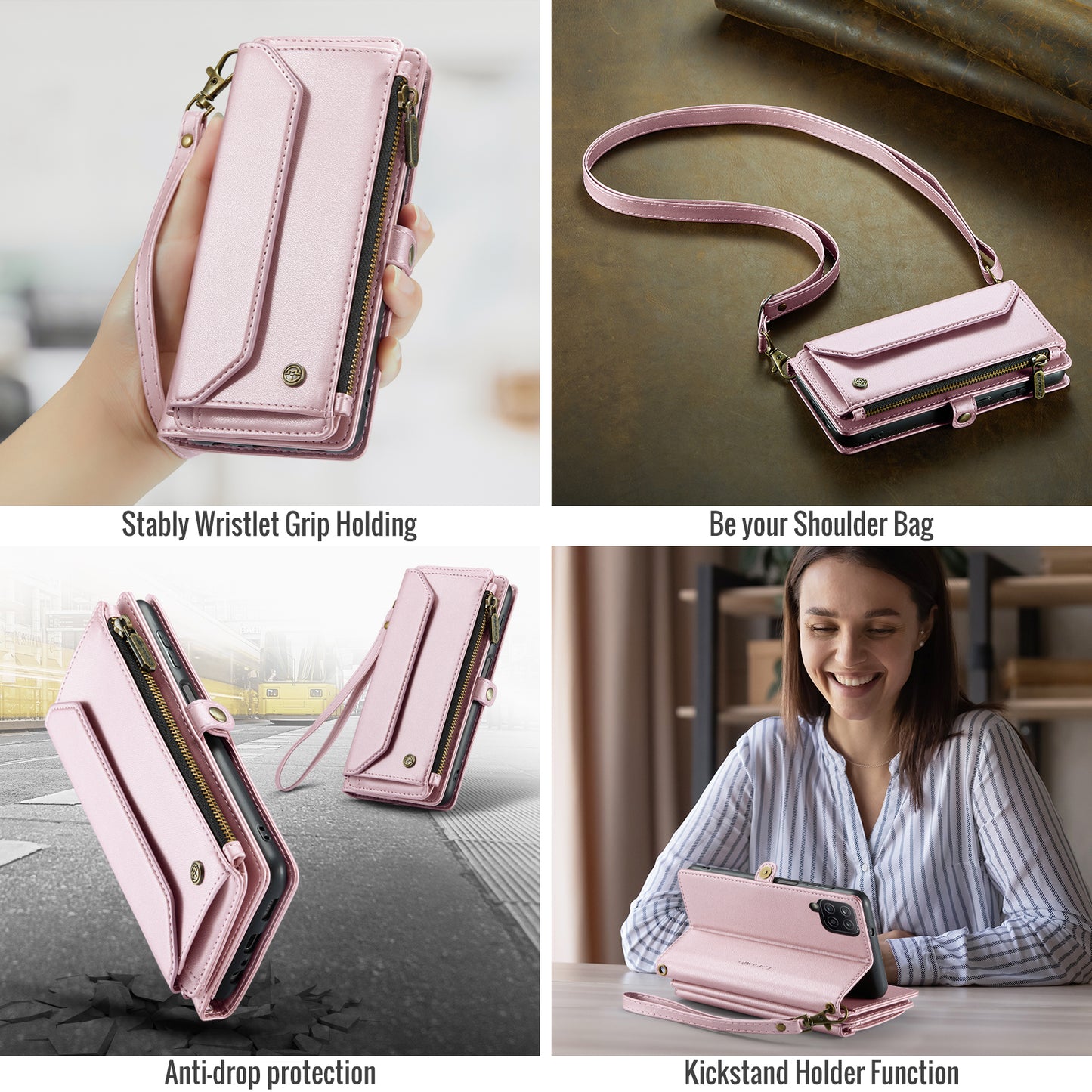 Women Shoulder Bag Samsung Galaxy A12 Case Card Slots Buckle Pockets