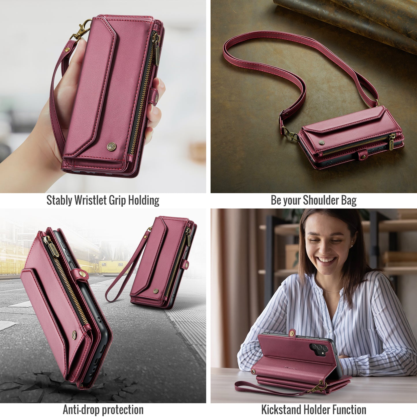 Women Shoulder Bag Samsung Galaxy A13 Case Card Slots Buckle Pockets