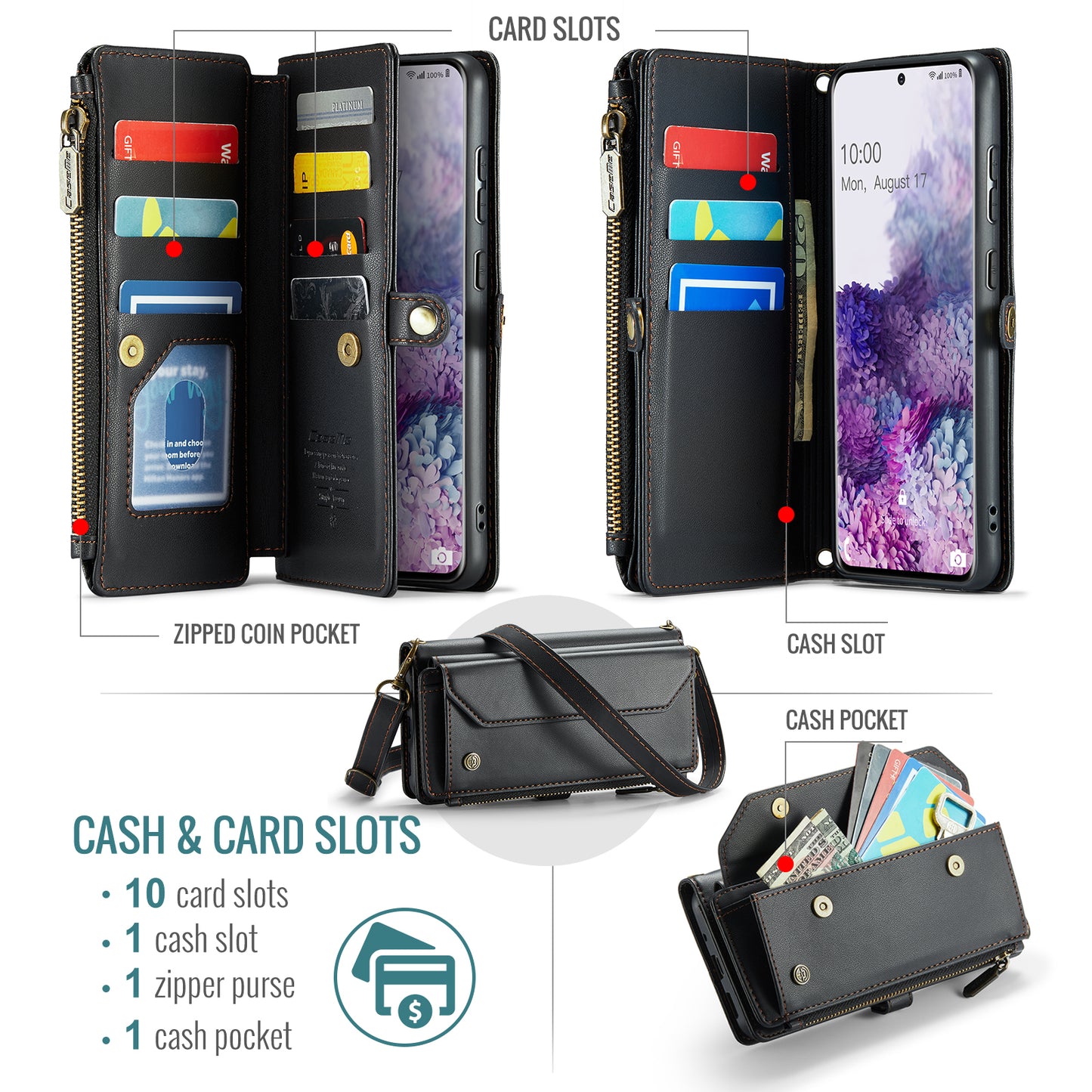 Women Shoulder Bag Samsung Galaxy S20+ Case Card Slots Buckle Pockets