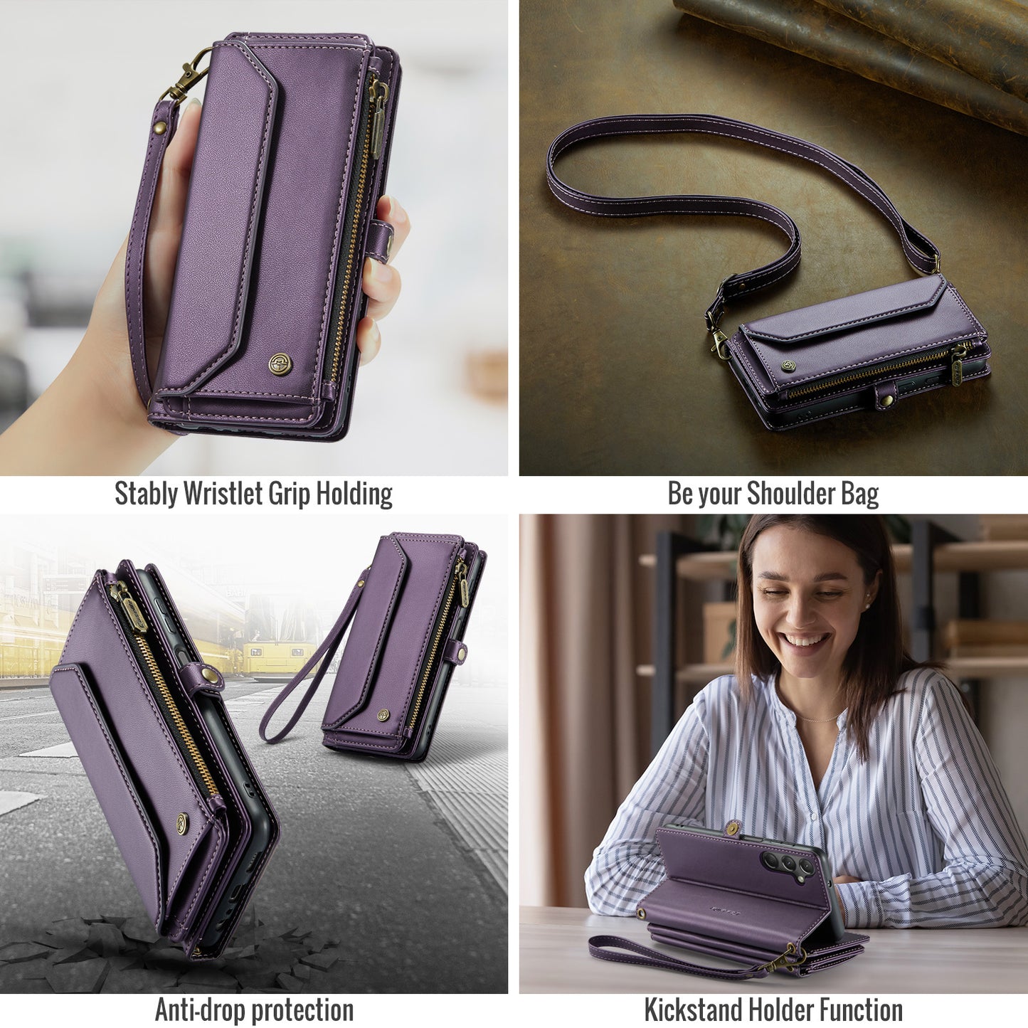 Women Shoulder Bag Samsung Galaxy A24 Case Card Slots Buckle Pockets