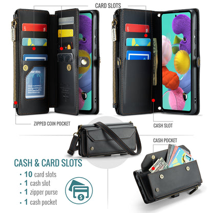 Women Shoulder Bag Samsung Galaxy A51 Case Card Slots Buckle Pockets