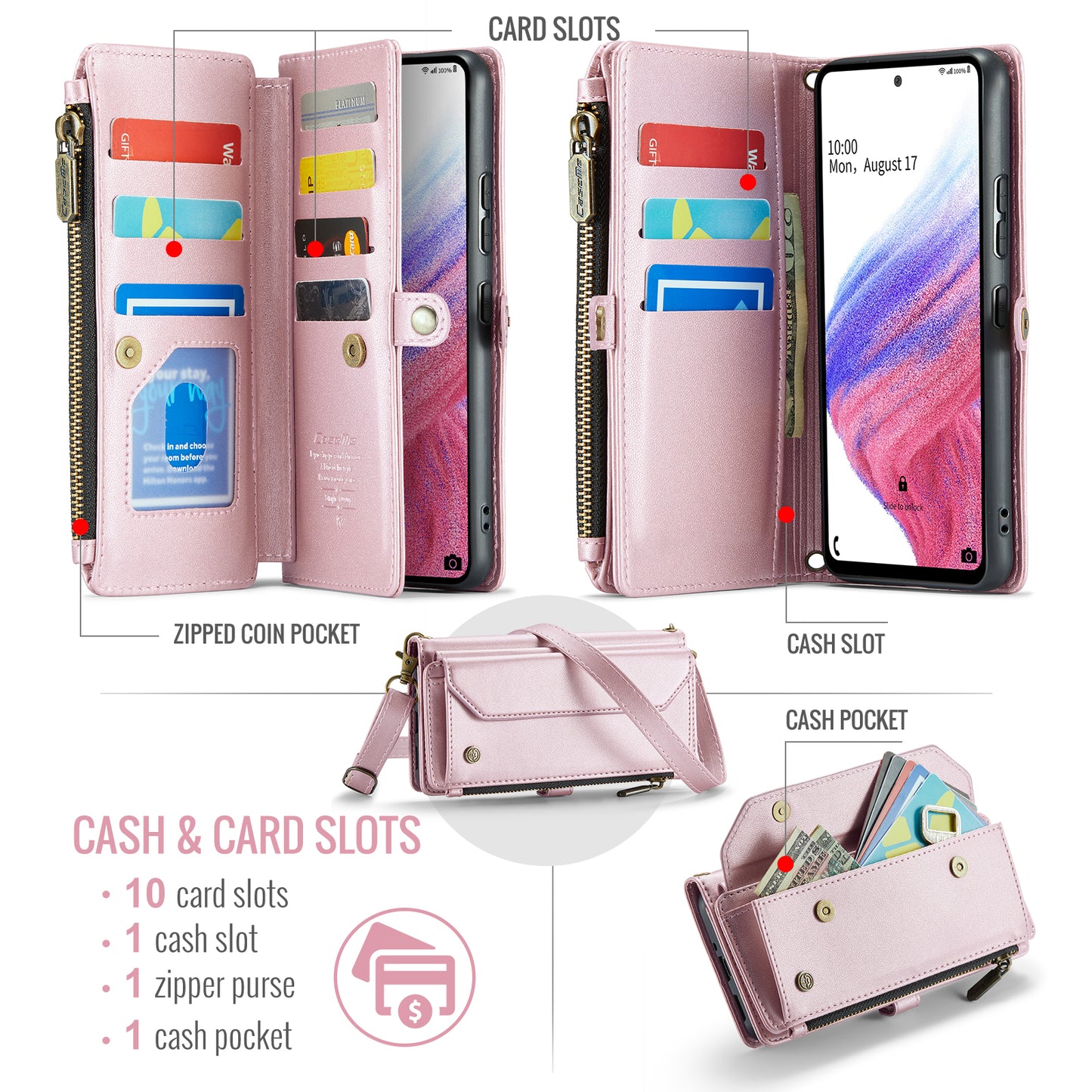 Women Shoulder Bag Samsung Galaxy A53 Case Card Slots Buckle Pockets