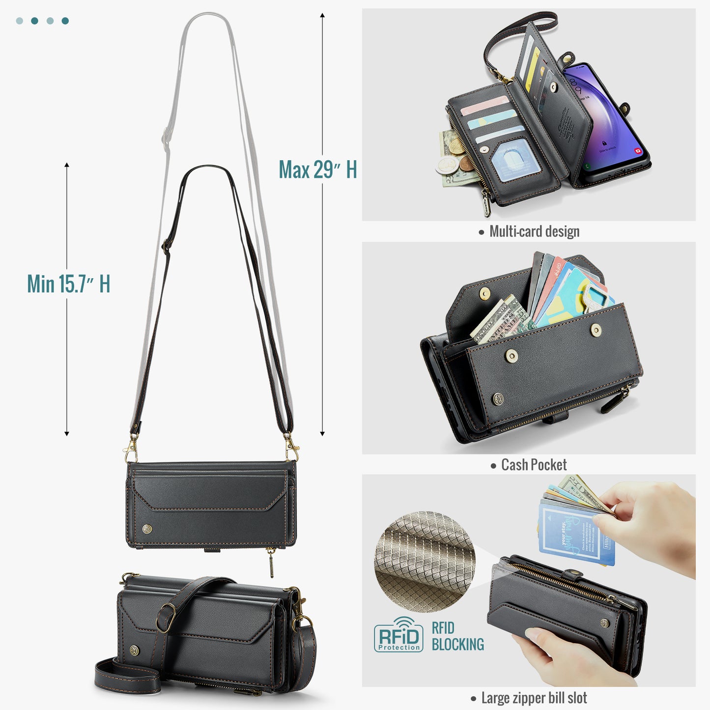 Women Shoulder Bag Samsung Galaxy A54 Case Card Slots Buckle Pockets