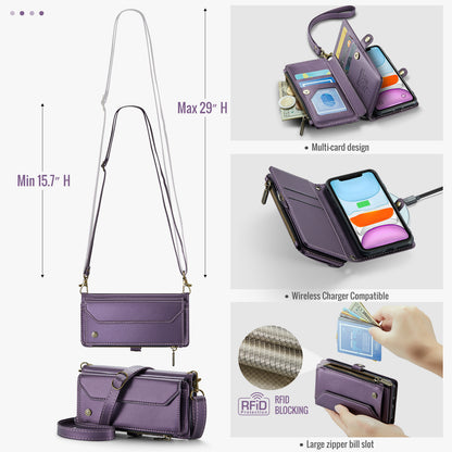 Women Shoulder Bag Apple iPhone 11 Case Card Slots Buckle Pockets