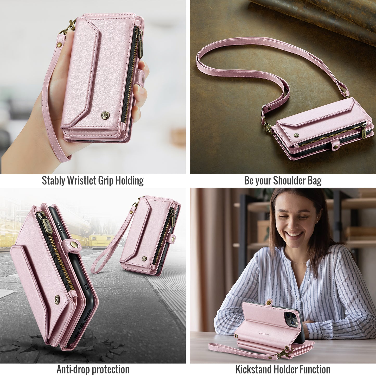 Women Shoulder Bag Apple iPhone 11 Pro Case Card Slots Buckle Pockets