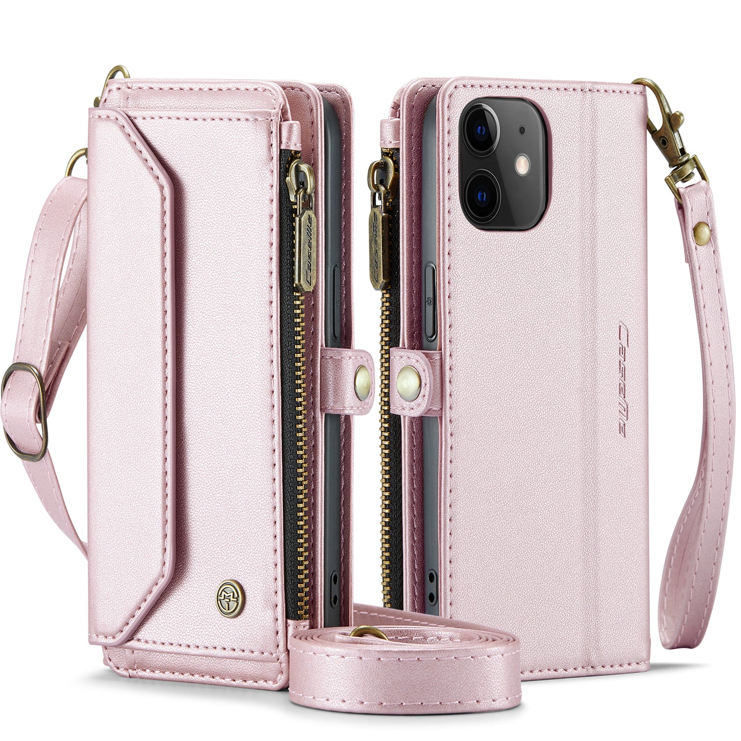 Women Shoulder Bag Apple iPhone 12 Case Card Slots Buckle Pockets