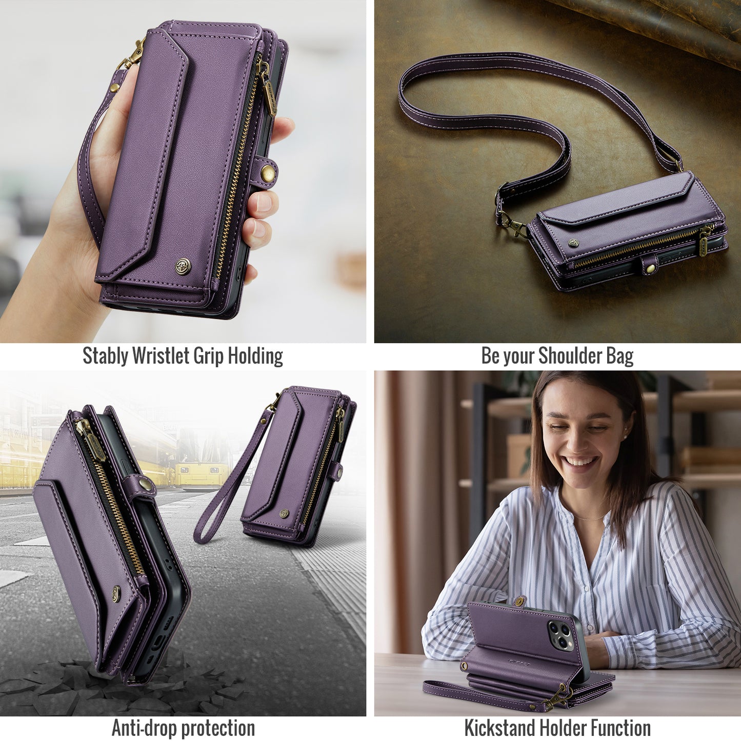 Women Shoulder Bag Apple iPhone 12 Pro Case Card Slots Buckle Pockets