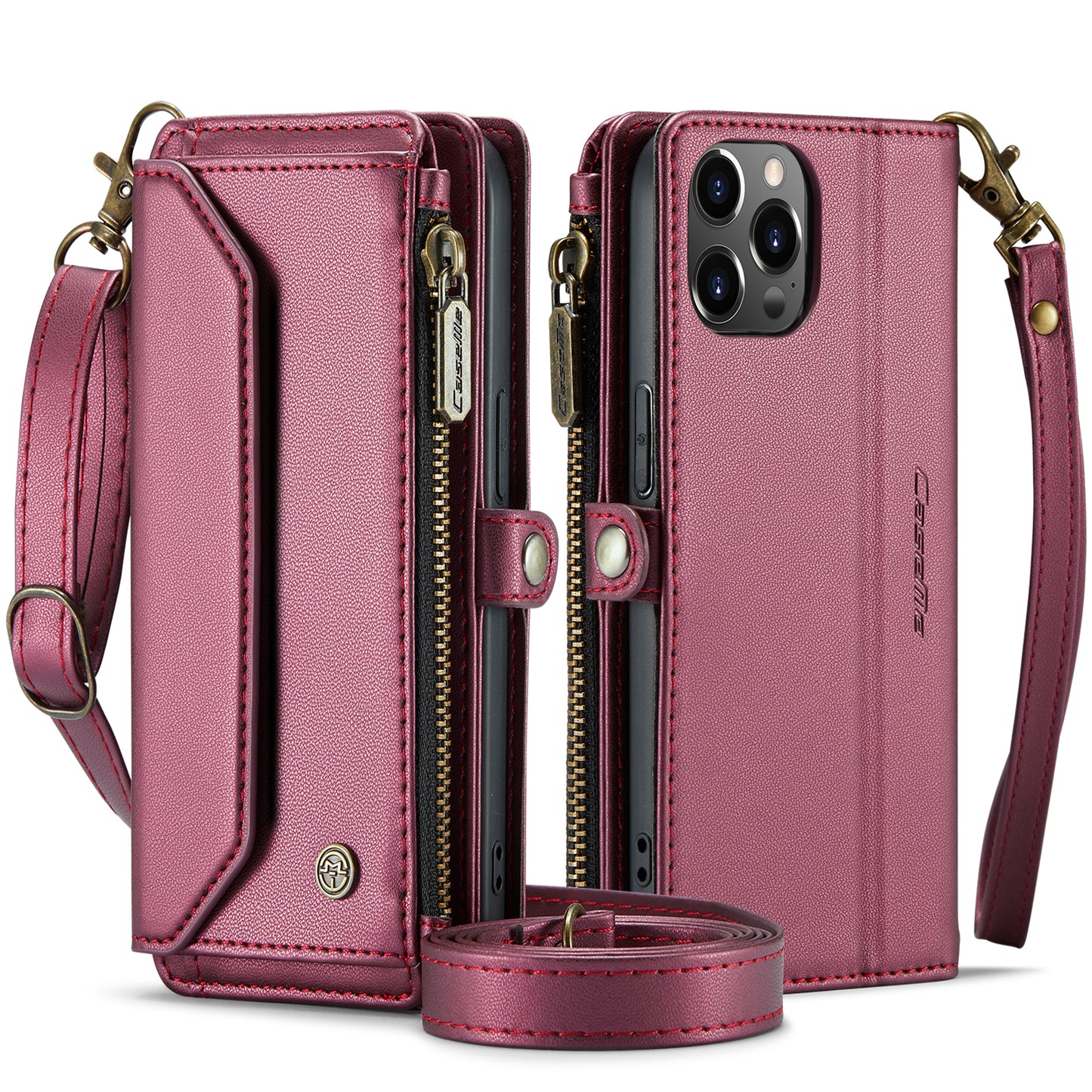 Women Shoulder Bag Apple iPhone 12 Pro Case Card Slots Buckle Pockets