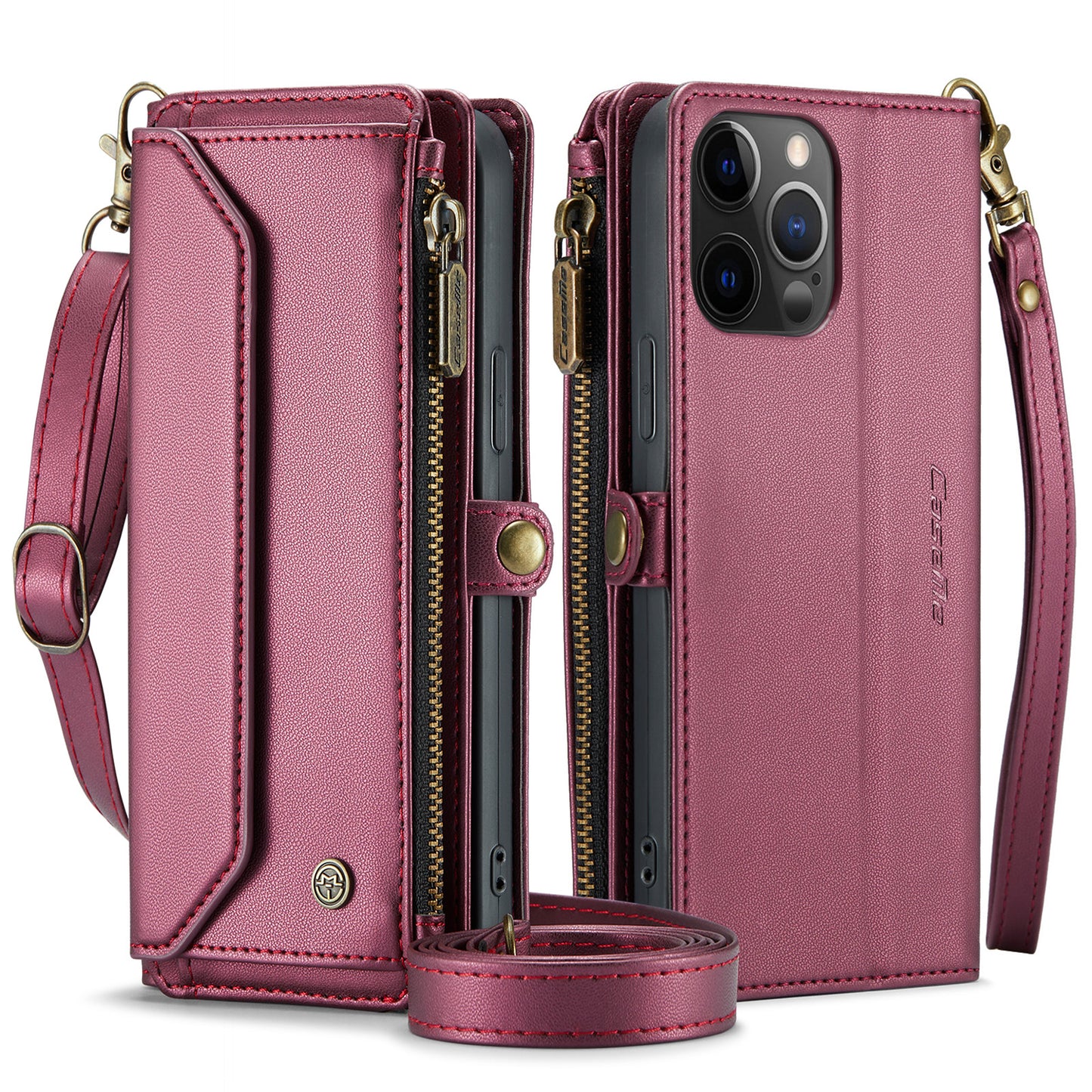 Women Shoulder Bag iPhone 12 Pro Max Case Card Slots Buckle Pockets