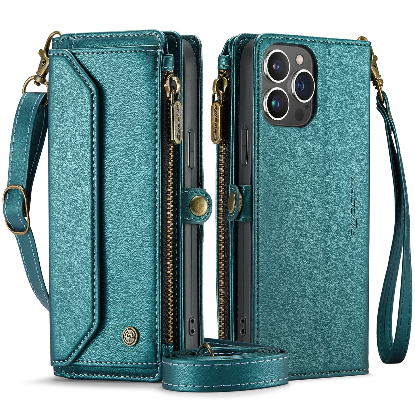 Women Shoulder Bag iPhone 14 Pro Max Case Card Slots Buckle Pockets