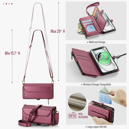 Women Shoulder Bag iPhone 16 Case Card Slots Buckle Pockets