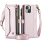 Women Shoulder Bag Apple iPhone 15 Case Card Slots Buckle Pockets