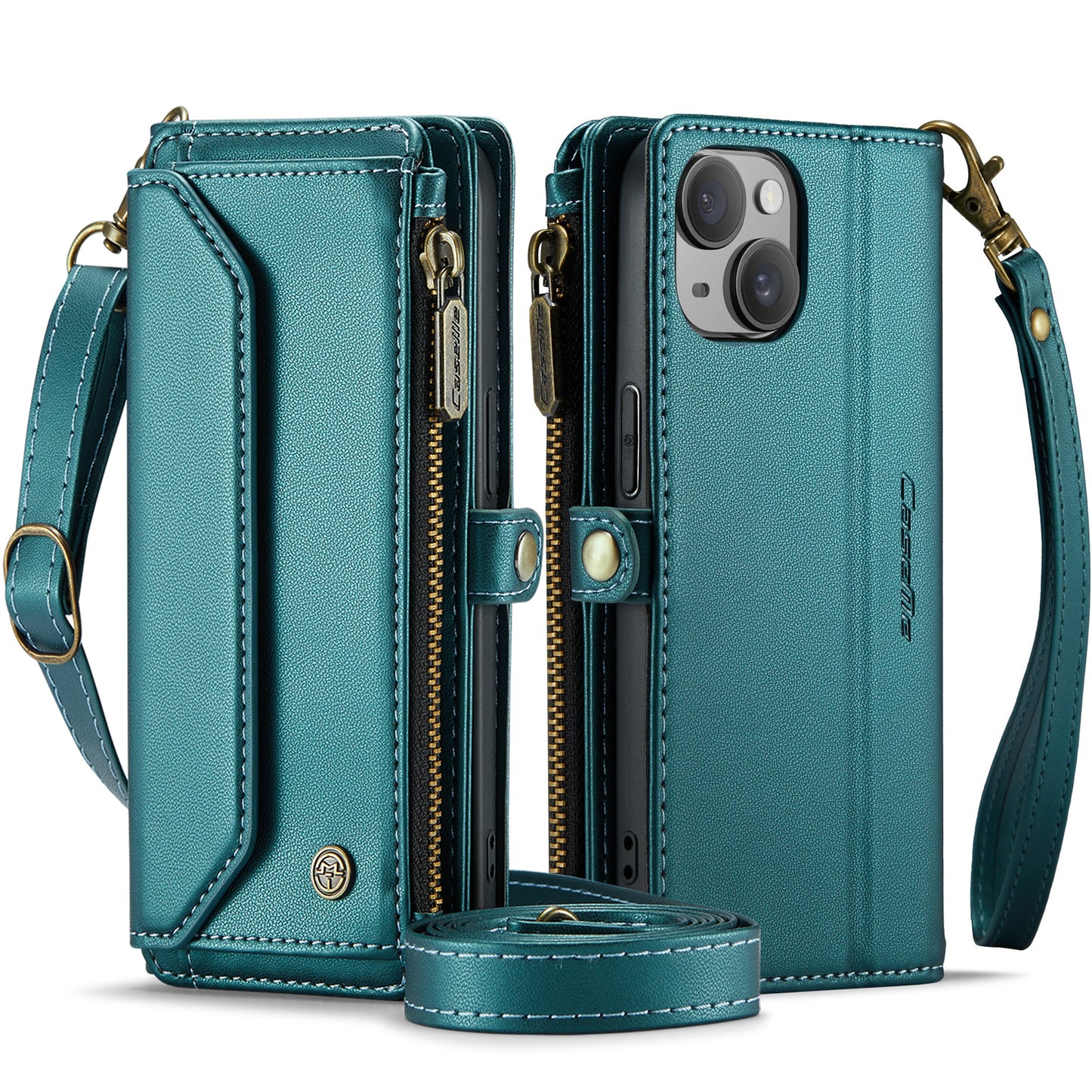 Women Shoulder Bag iPhone 16 Case Card Slots Buckle Pockets