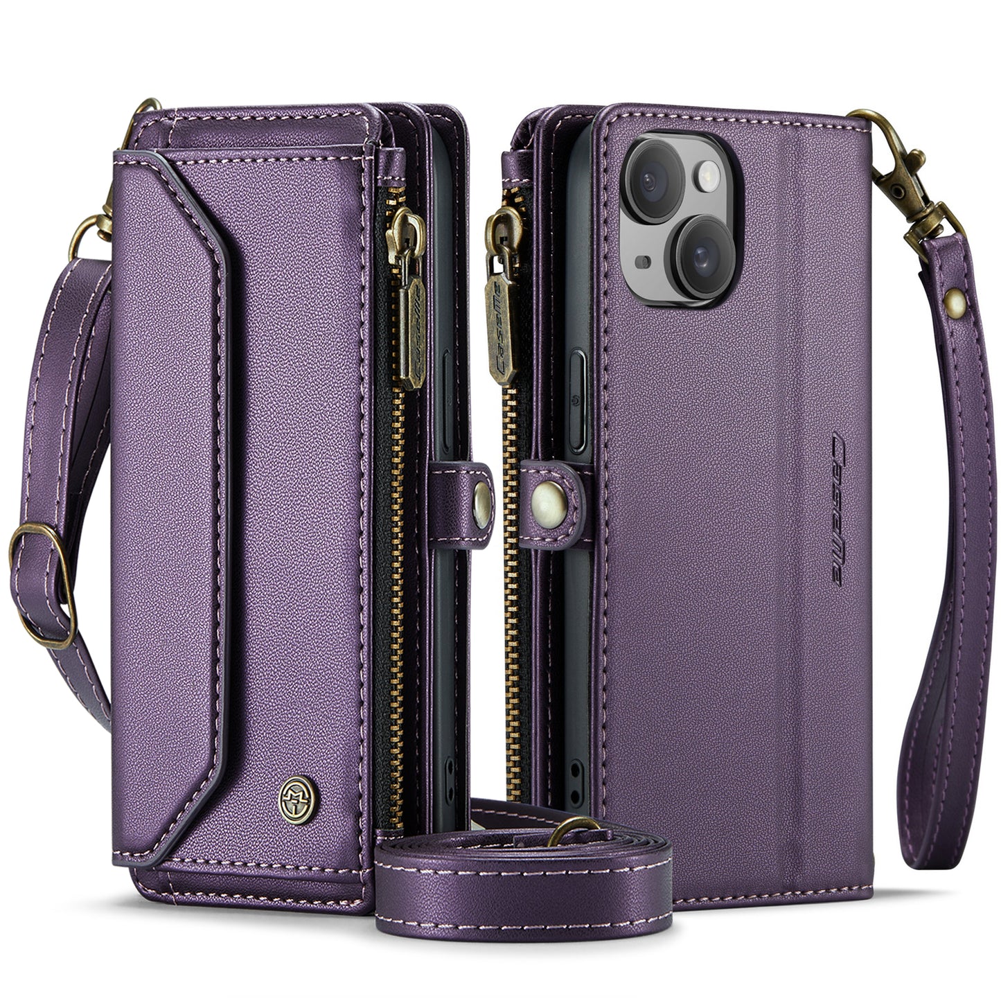 Women Shoulder Bag iPhone 16 Case Card Slots Buckle Pockets